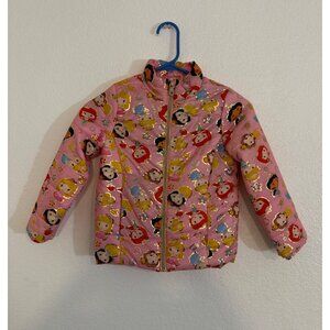 Princess Disney Pink Multicolor Puffer Jacket Size 5/6